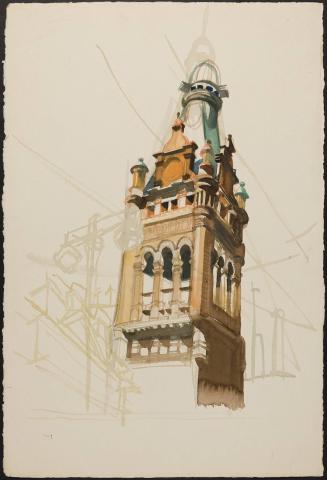 [Unfinished sketch, tower of a building]