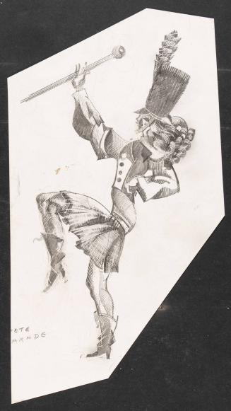 untitled [Majorette with baton, marching]