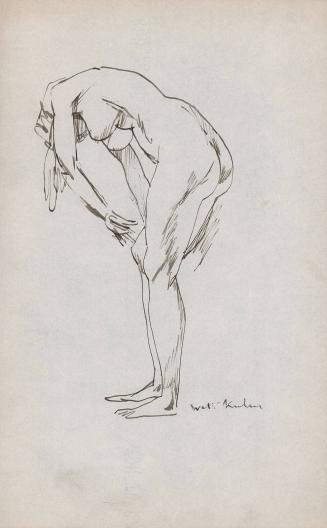 [standing crouched female nude]