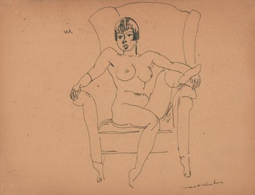 [seated female nude on chair]