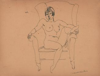 [seated female nude on chair]