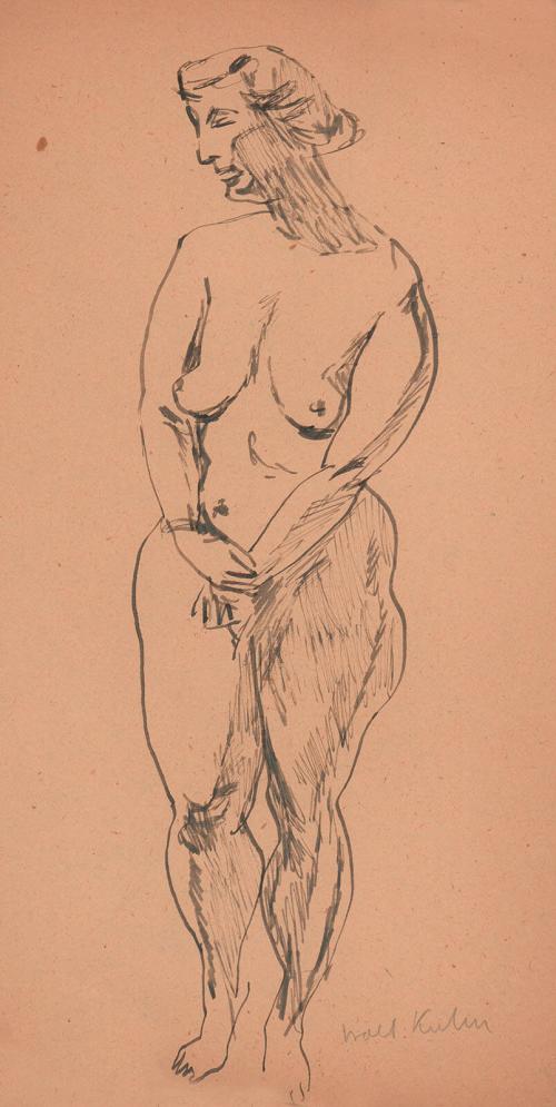 [standing female nude with hands crossed]