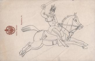 [soldier on horseback with sword raised]