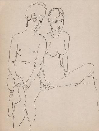 [two nudes, one seated, one standing]