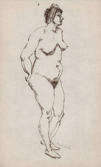 [standing female nude, 3/4 right profile]