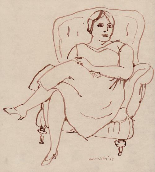 [woman seated in chair]