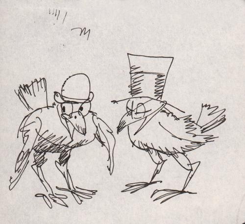 [two birds with hats]