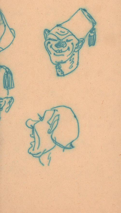 [head studies of two male clowns]