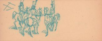 [studies of three circus performers each on a horse]