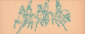 [studies of three circus performers on galloping horses]