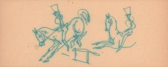[study of a two circus performers one on a jumping horse]