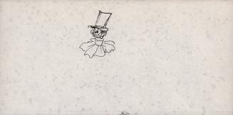 [head study of a clown in a top hat]