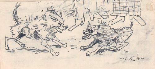 [two dogs fighting]