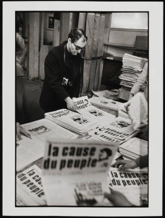 Director Jean-Luc Godard at newspaper's printing house