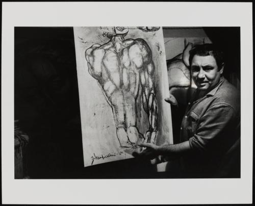 Russian-American artist Ernst Neizvestny in his studio, Moscow