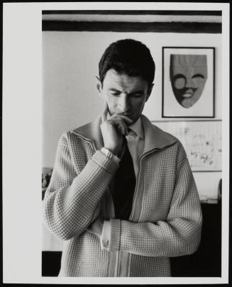 American-Polish novelist Jerzy Kosinski in thought