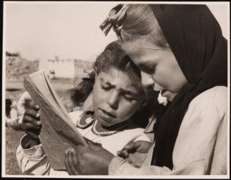 Two Palestinian girls in refugee camp, Jordan Valley