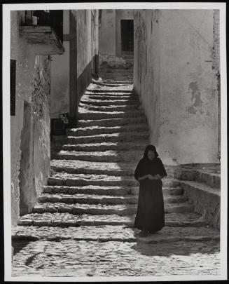 Old Woman on Stairway, Ibiza, Balearic Islands, Spain