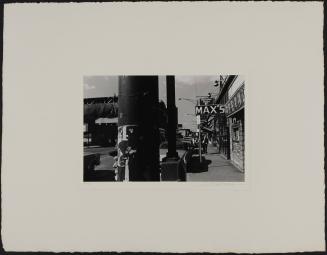 Street scene - man, pole, etc., Chicago, 1972