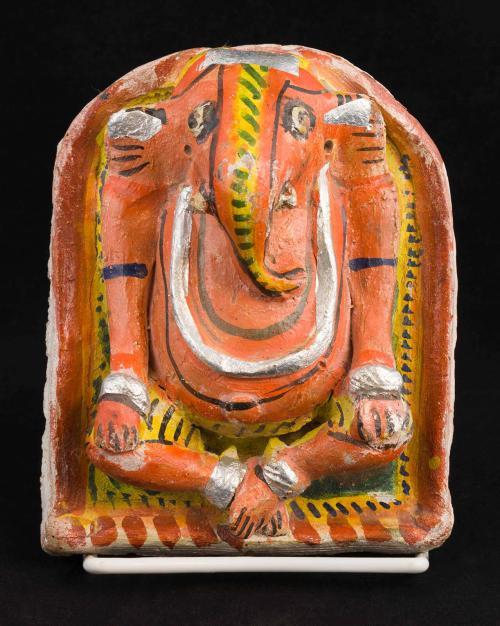 [Wall plaque of Ganesh, Hindu god of wisdom]