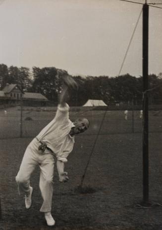 The commander of Dartmouth College playing cricket with his students