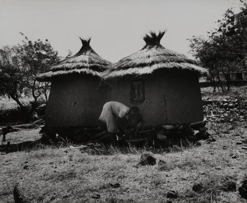 Two grain silos, likely the Belgian Congo (now Democratic Republic of the Congo)