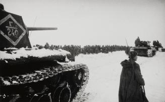 Tanks advancing through the snow