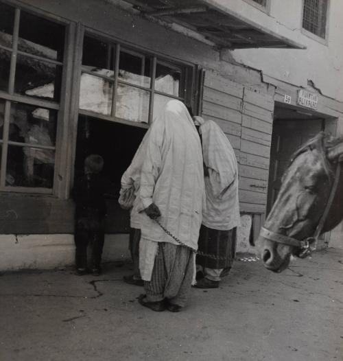 Women in front of a store, Tirana, Albania