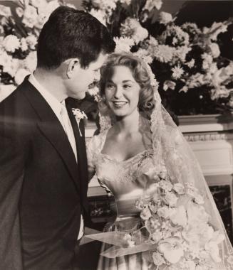 Ted Kennedy and Joan Bennett on their wedding day, New York, November 29, 1958