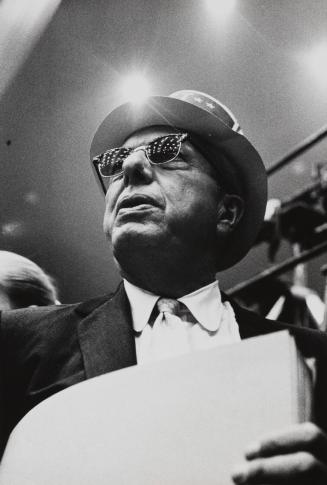 A delegate in sunglasses at the Democratic National Convention, Los Angeles, July 1960