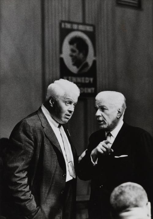 Hy Raskin with visitor at John F. Kennedy campaign headquarters