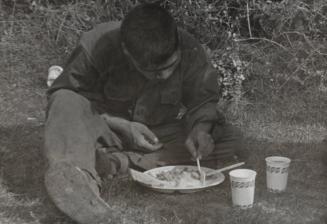 Chow time for NVA regular who was detained by the 1st Air Cavalry Division’s Company B, 2nd Battalion, 5th Cavalry while conducting search and destroy missions during the Cav’s Operation Pershing