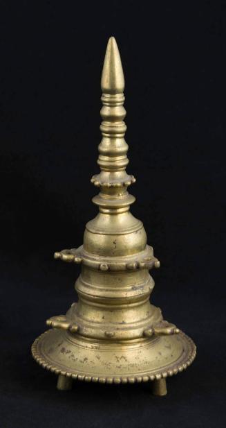 [Ink pot with temple shaped lid]