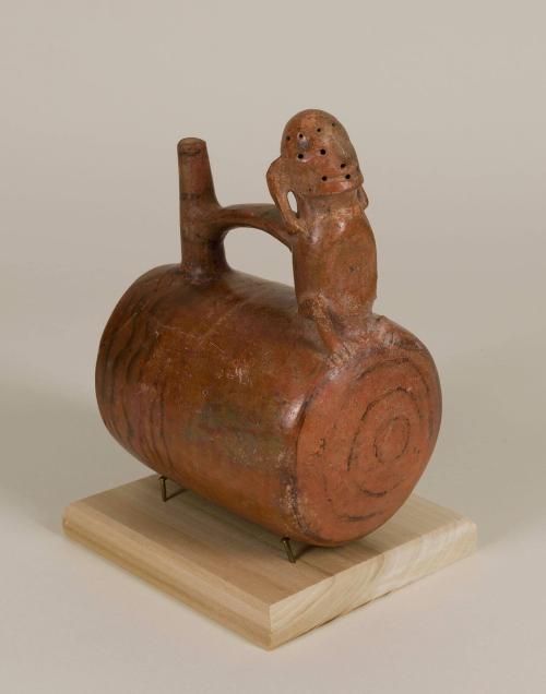 [Stirrup pot with figure]