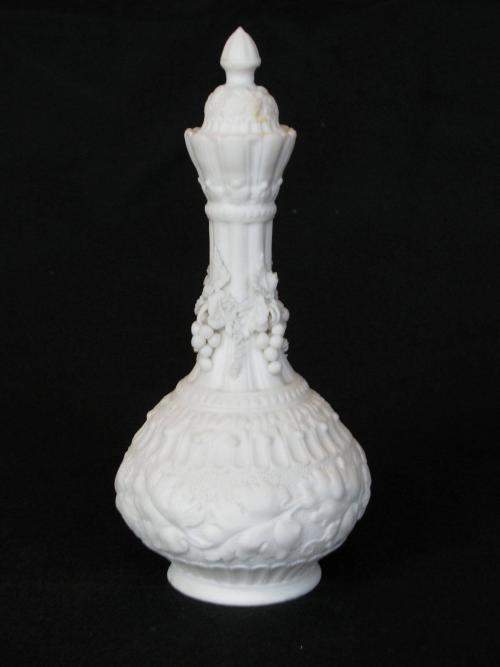 [Oak leaf patterned parian cologne bottle with stopper]