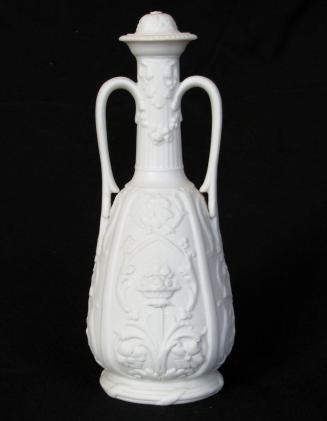 [Amphora-shaped parian cologne bottle with stopper and two handles]