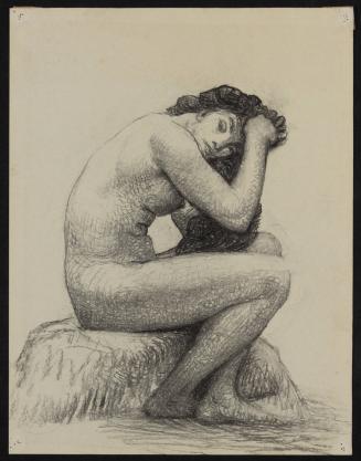 Seated Female Nude with clasped hands on forehead