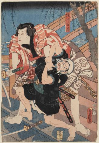 Two Kabuki actors in battle