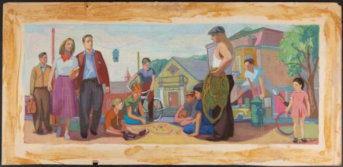 [Mural sketch for Canastota, New York Post Office]