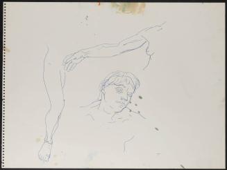 [Sketch of a leg, arm, and head]