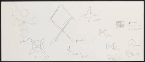 [Symbols and words for the mural "Man and His Universe"]