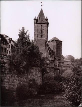 untitled [garden, cathedral tower in background]