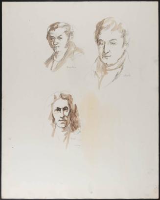 [Portrait sketches for mural "Man and His Universe"]