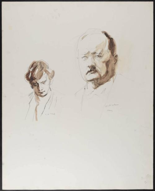 Portrait sketches of two men