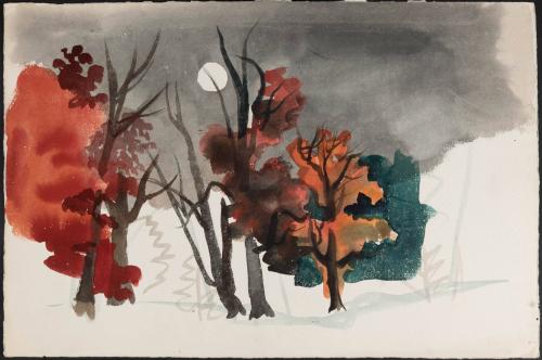 [Unfinished sketch, trees in autumn]