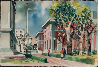 [Streetscape with red and white buildings]