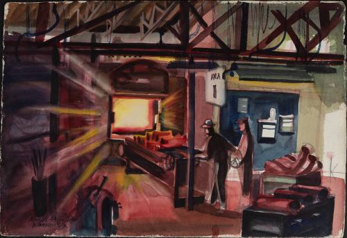 [Industrial scene with furnace]