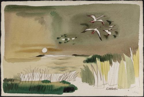 [Untitled - marsh scene (verso)]