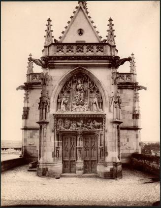 untitled [detail of entrance, cathedral, sign at left reads: “Defense, Decrire sur les murs, souspeine damende.”]