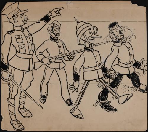 [Soldiers with Scarecrow and Tin-Man]